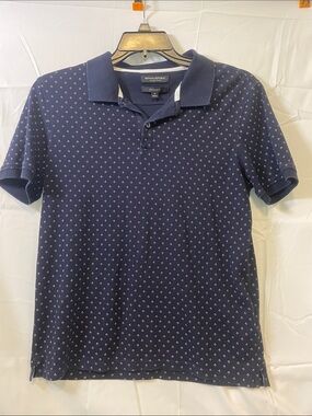 Banana Republic Navy Polo with Micro Diamond Print